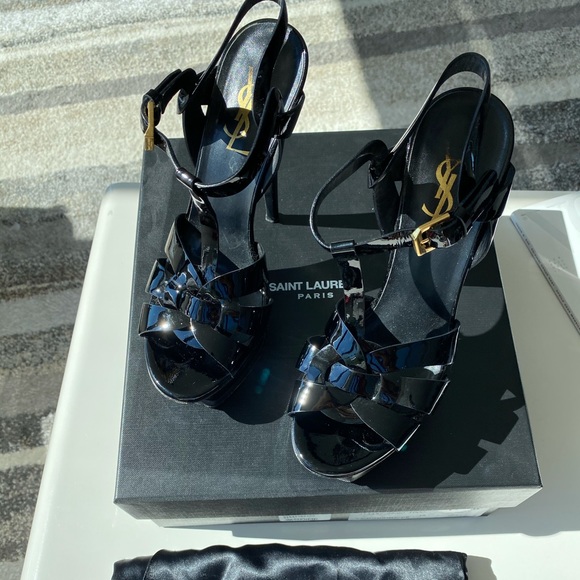 Saint Laurent TRIBUTE PLATFORM SANDALS PATENT US 6 - Picture 4 of 16